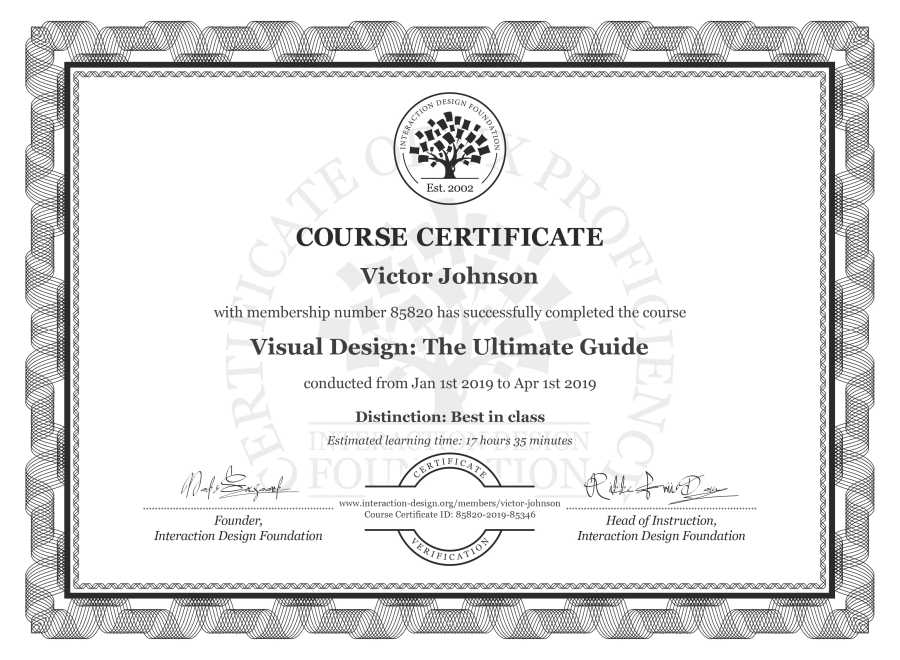 Course Certificate example